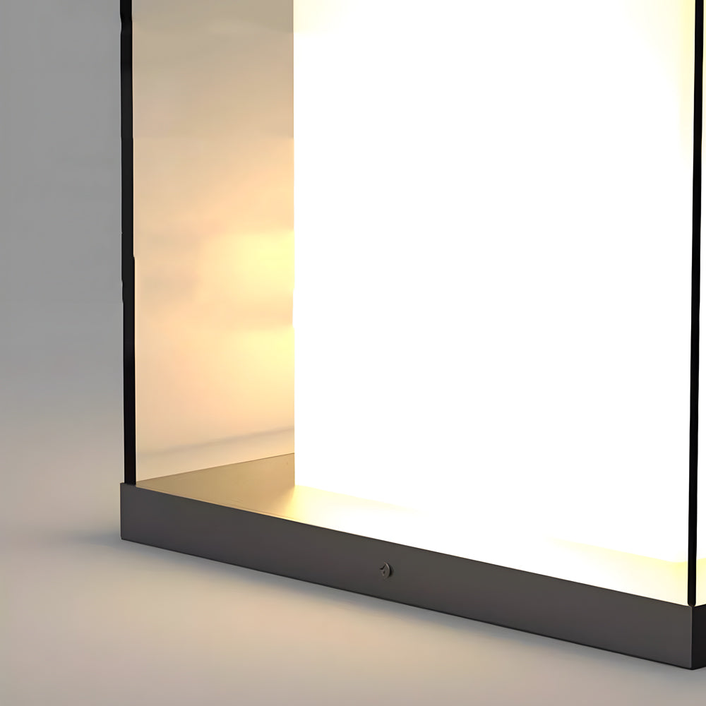 WINCHESTER SQUARE OUTDOOR PILLAR LANTERN, WEATHERPROOF MINIMALIST DESIGN