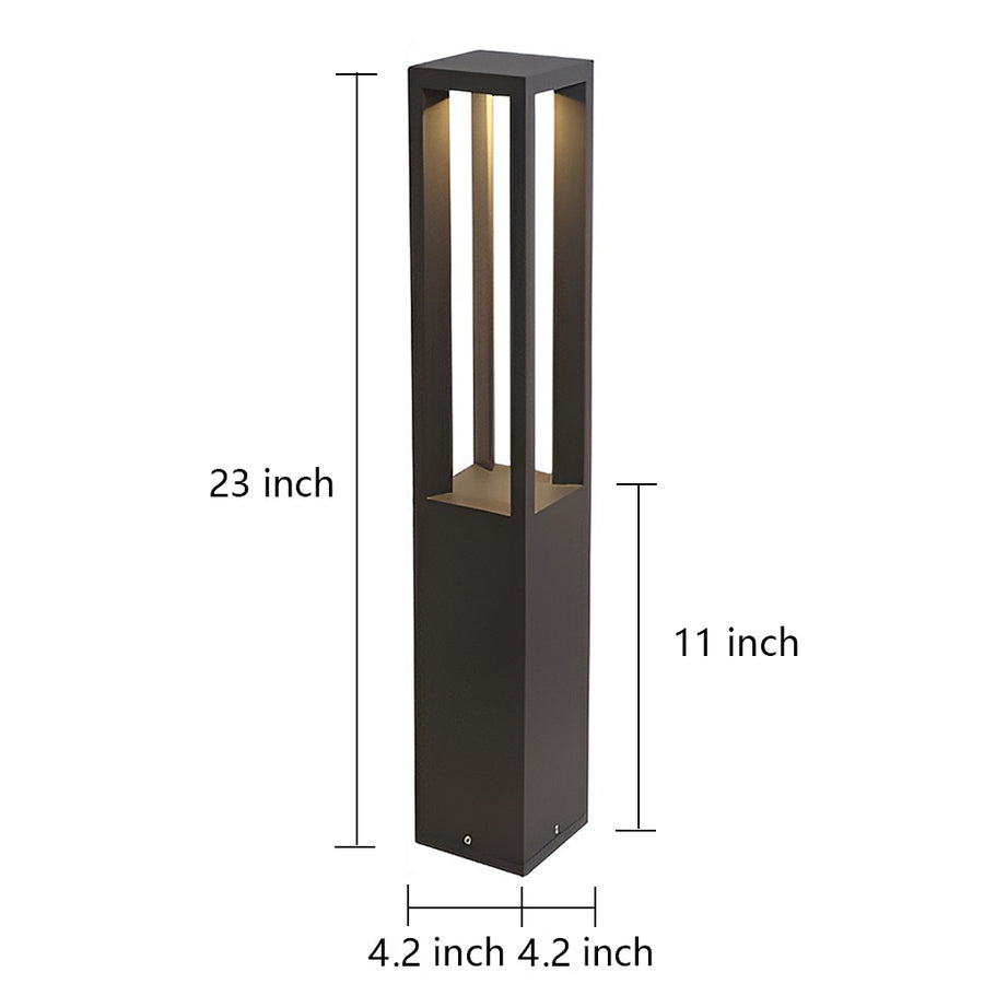 WINDSOR BLACK ALUMINUM 7W LANDSCAPE BOLLARD LIGHTS WITH FOUR-BEAM ILLUMINATION