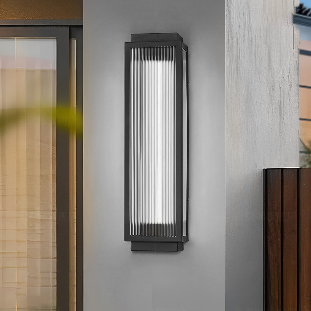WINTHORPE REEDED GLASS RECTANGLE OUTDOOR LED WALL LANTERN