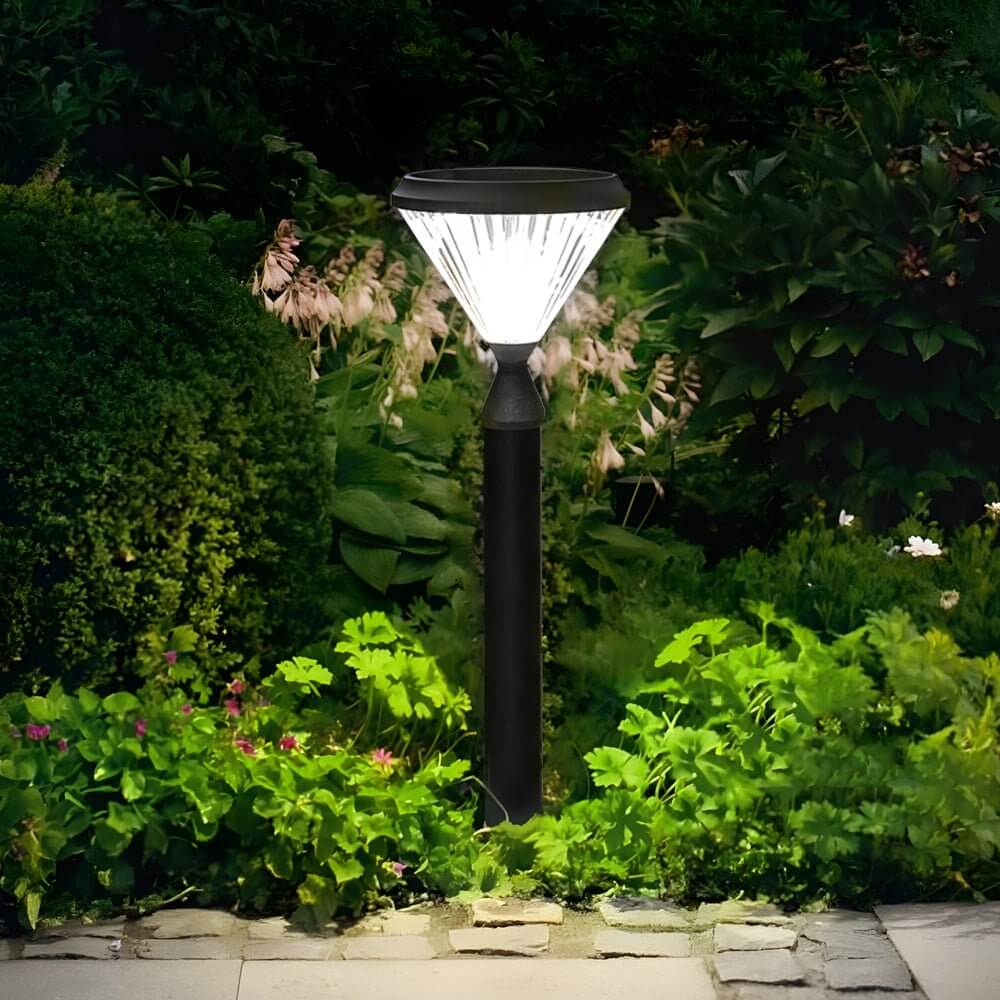 RAVENWOOD SOLAR-POWERED GARDEN COLUMN LIGHTS - CHARCOAL CONICAL TOP