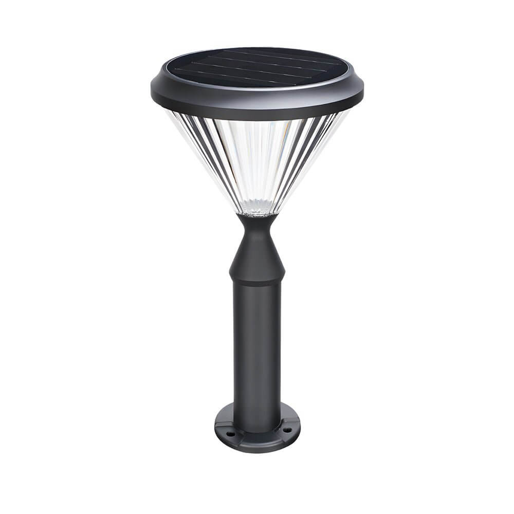 RAVENWOOD SOLAR-POWERED GARDEN COLUMN LIGHTS - CHARCOAL CONICAL TOP