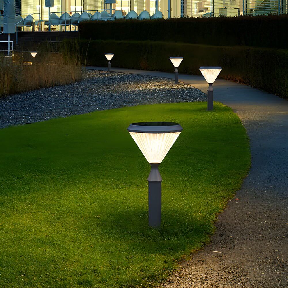 RAVENWOOD SOLAR-POWERED GARDEN COLUMN LIGHTS - CHARCOAL CONICAL TOP