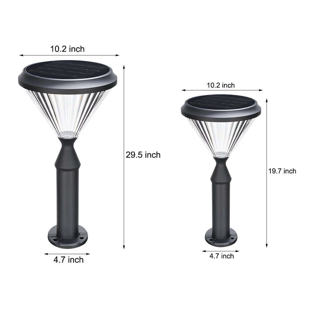 RAVENWOOD SOLAR-POWERED GARDEN COLUMN LIGHTS - CHARCOAL CONICAL TOP