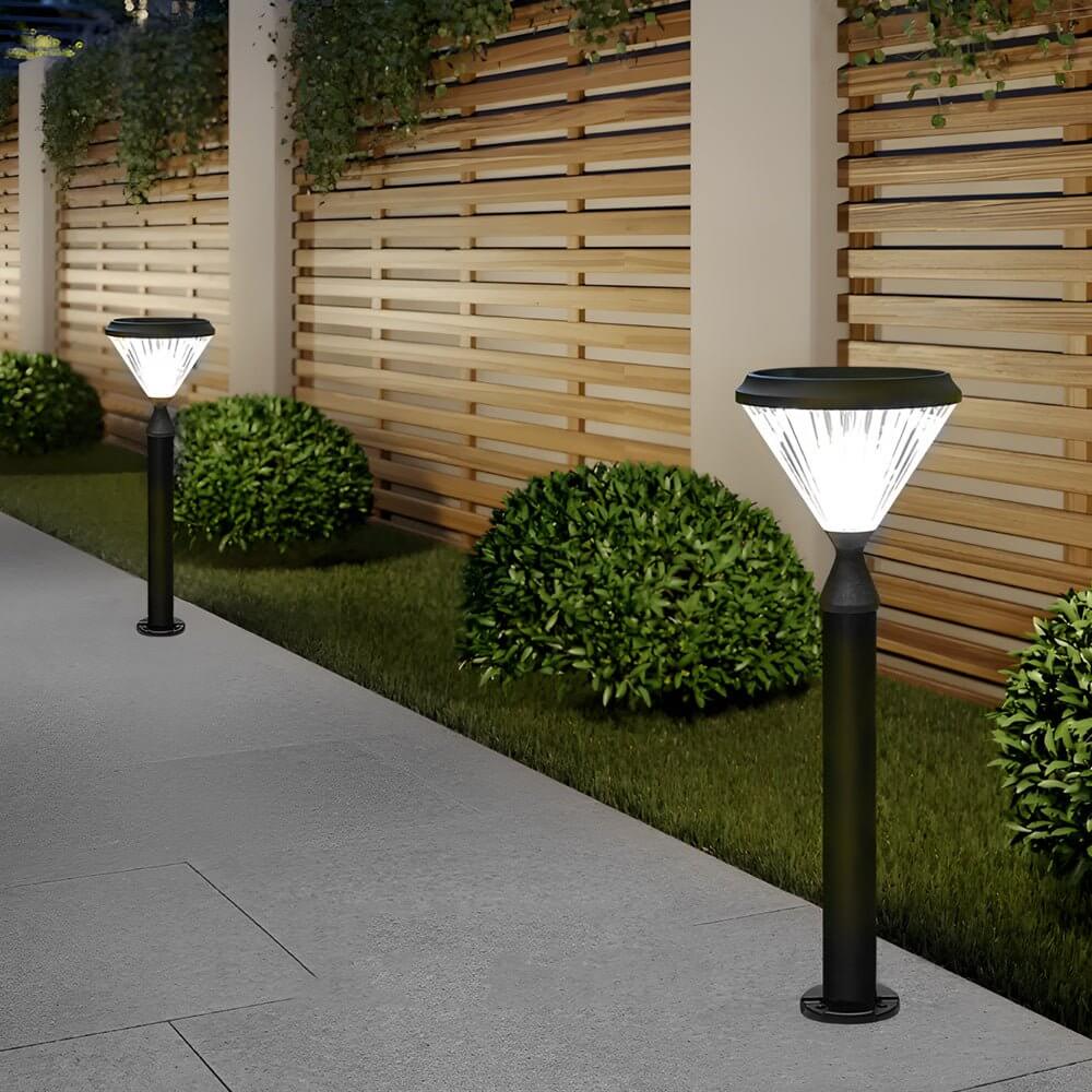 RAVENWOOD SOLAR-POWERED GARDEN COLUMN LIGHTS - CHARCOAL CONICAL TOP