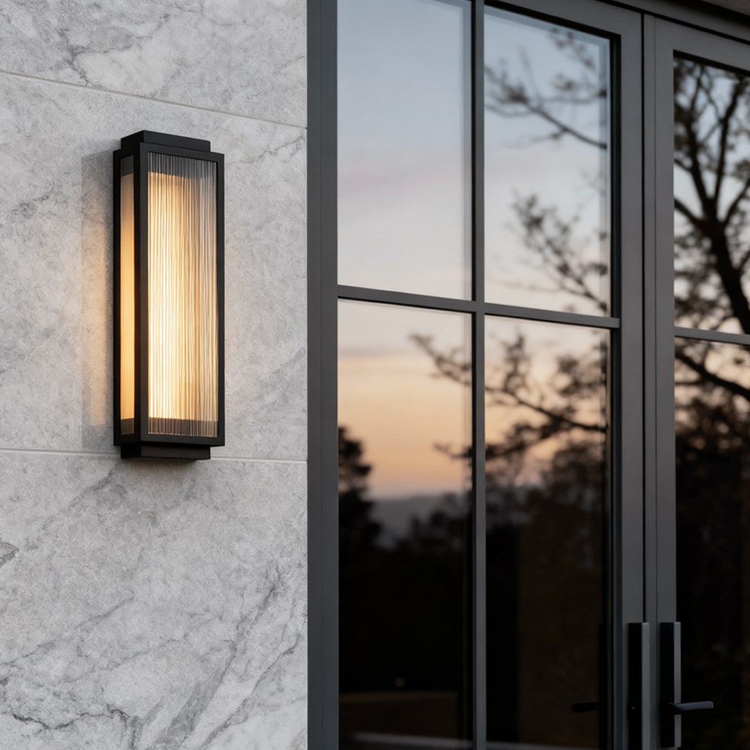 WINTHORPE REEDED GLASS RECTANGLE OUTDOOR LED WALL LANTERN