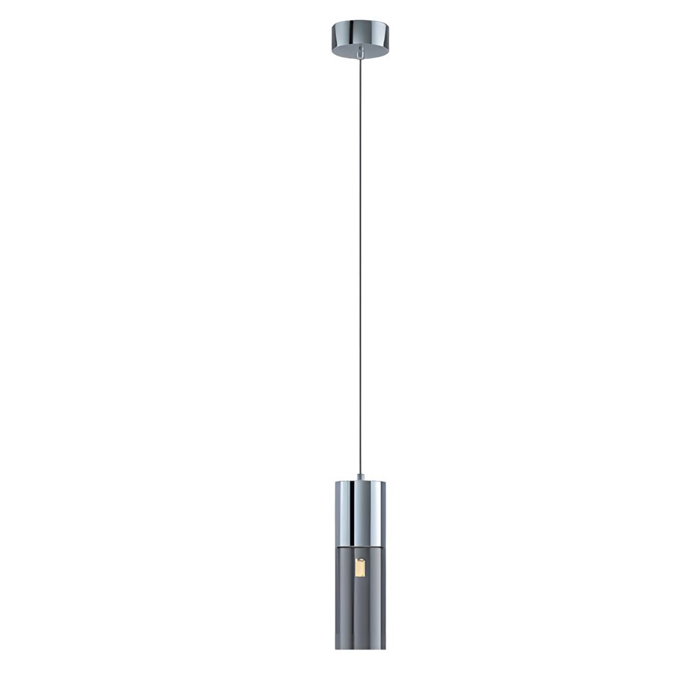 WINTHROP SMOKED GLASS CYLINDRICAL PENDANT WITH DIMMABLE ILLUMINATION