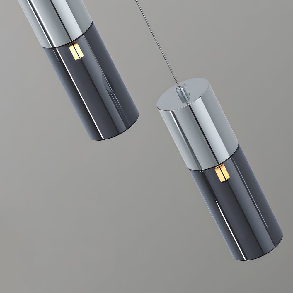 WINTHROP SMOKED GLASS CYLINDRICAL PENDANT WITH DIMMABLE ILLUMINATION