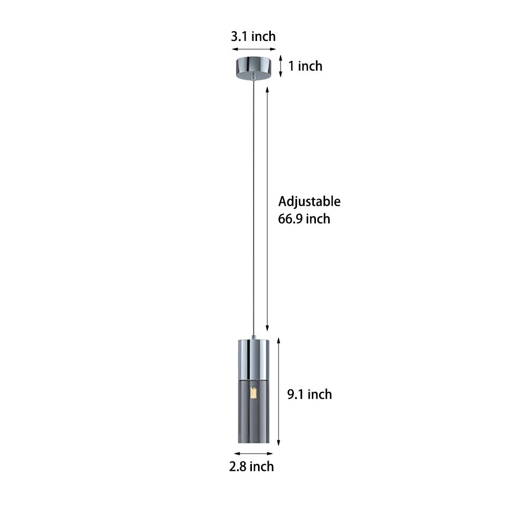 WINTHROP SMOKED GLASS CYLINDRICAL PENDANT WITH DIMMABLE ILLUMINATION