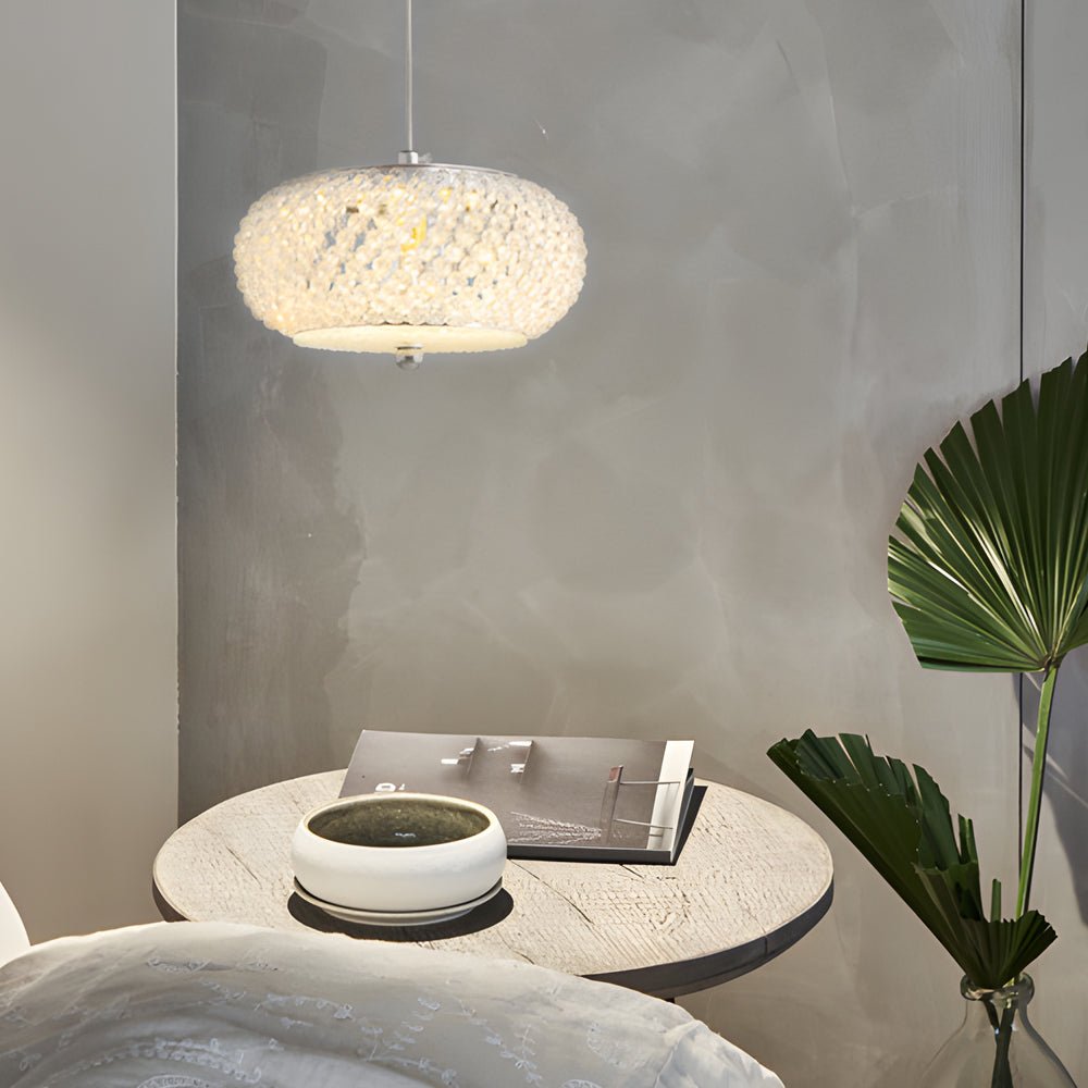 WINTHORPE CRYSTAL DRUM PENDANT LIGHT WITH DIMMABLE GLOW