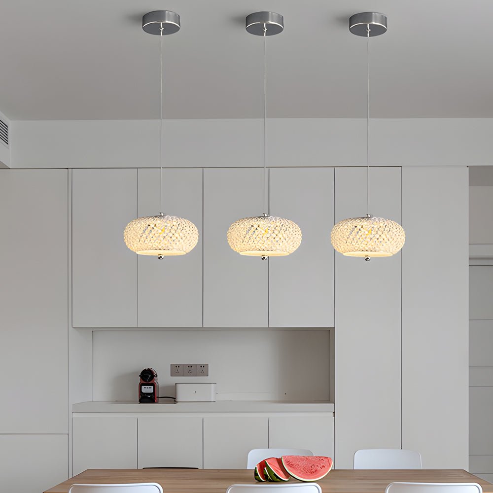 WINTHORPE CRYSTAL DRUM PENDANT LIGHT WITH DIMMABLE GLOW