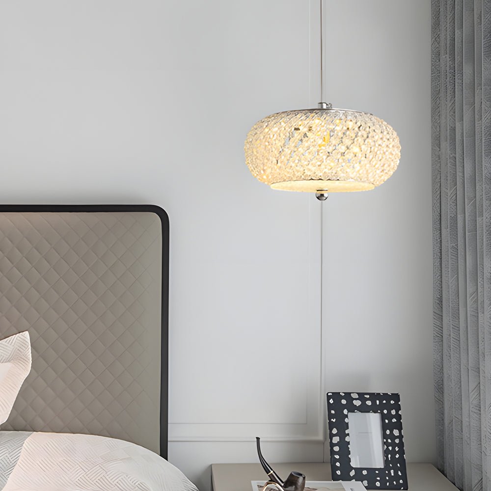WINTHORPE CRYSTAL DRUM PENDANT LIGHT WITH DIMMABLE GLOW