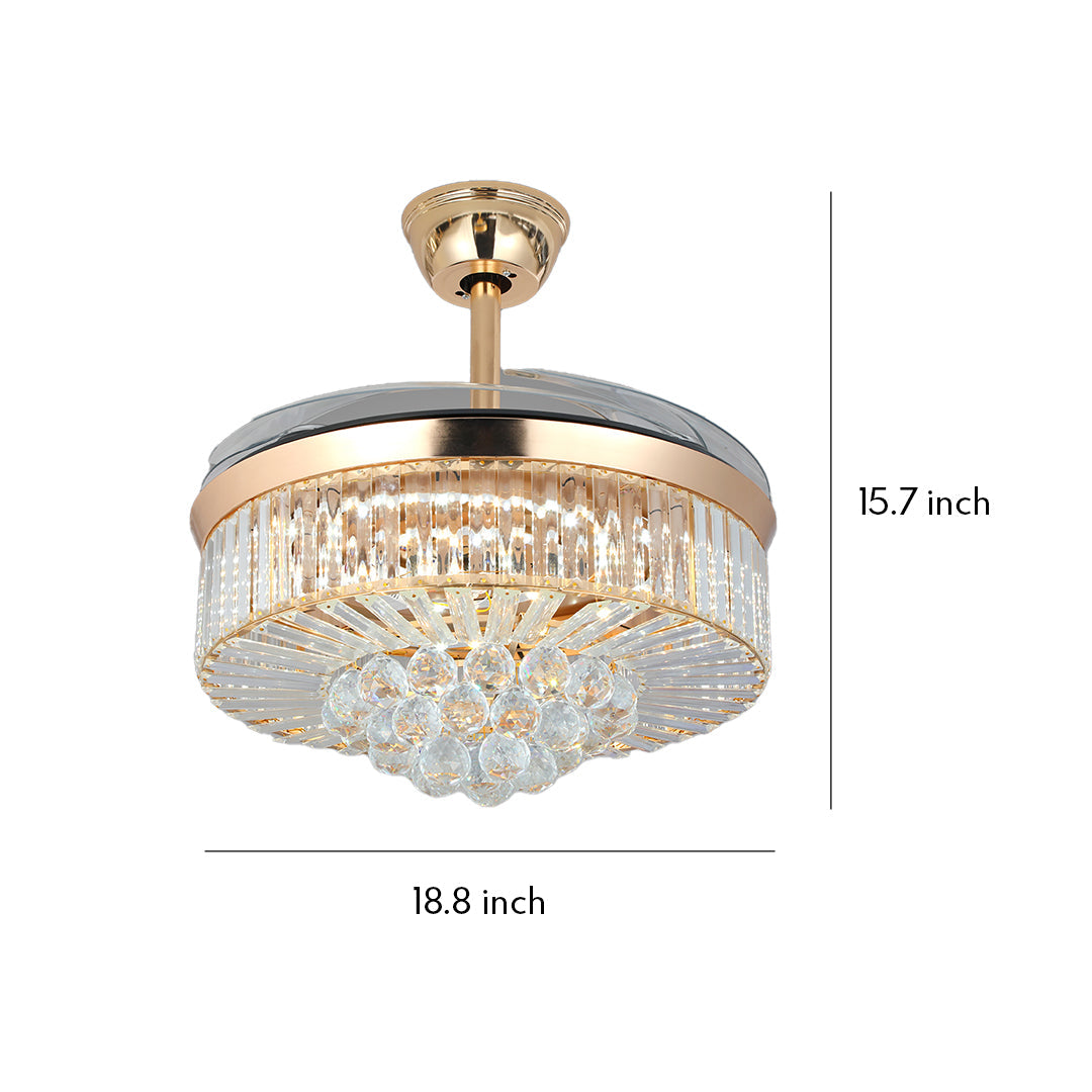 WINTHORPE GILDED IRON CEILING FAN WITH CRYSTAL ILLUMINATION