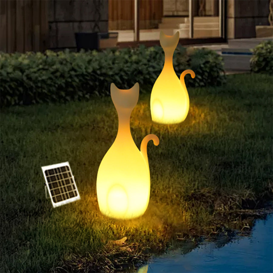 WHISPERING WILLOWS Feline Solar Illumination Sculpture