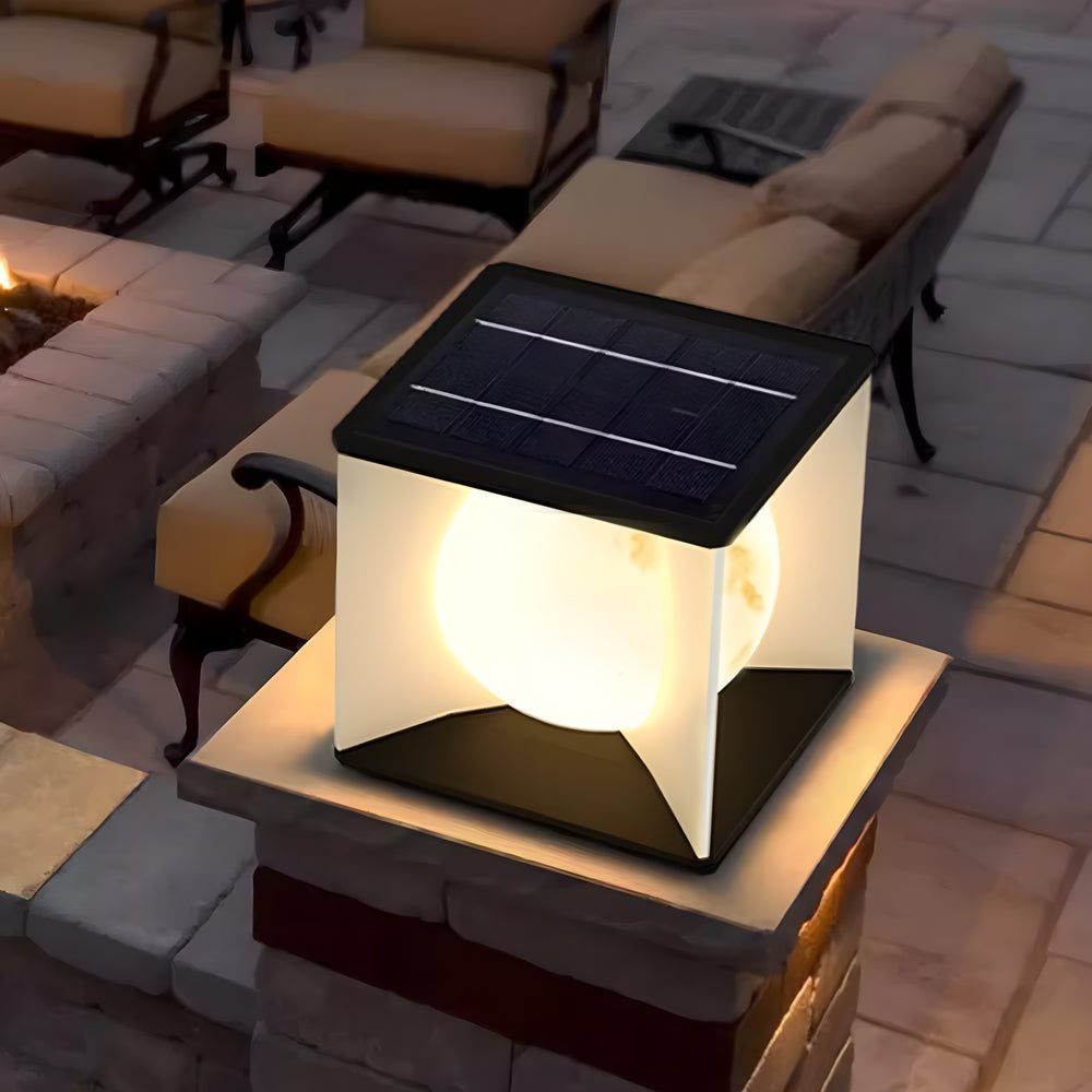 WINCHESTER SQUARE STAINLESS STEEL OUTDOOR PILLAR LIGHT WITH ACRYLIC LAMP SHADE