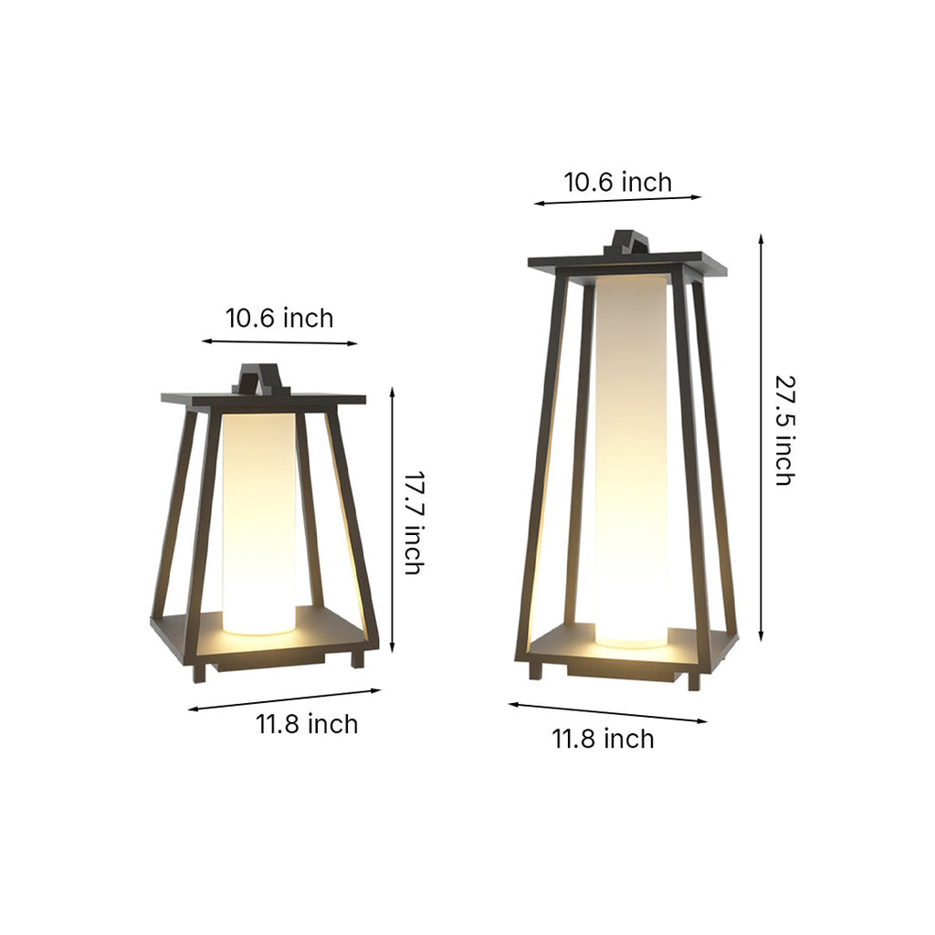 RAVENSCROFT WEATHERPROOF TAPERED IRON GARDEN LANTERNS WITH JAPANESE INSPIRATION AND LED ILLUMINATION