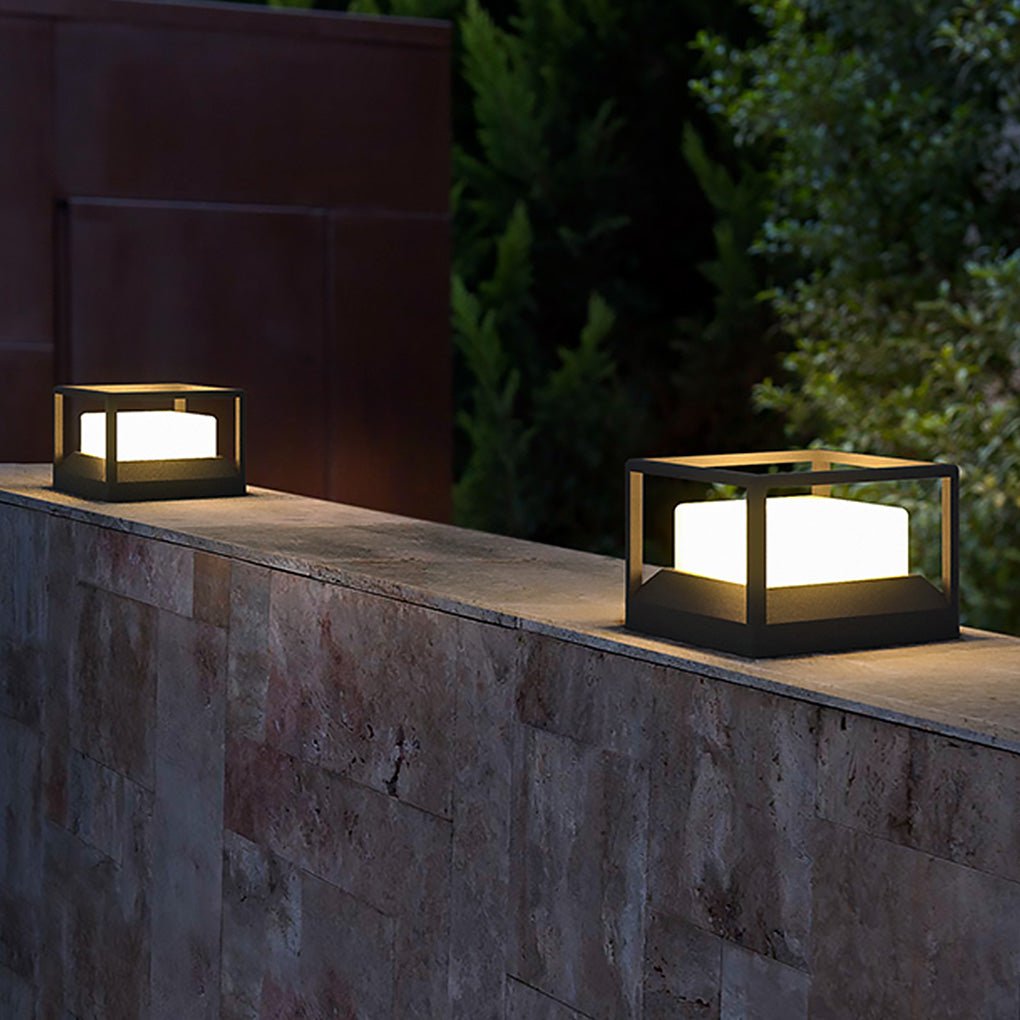 WINDSOR STONE OUTDOOR PILLAR LANTERN, WEATHERPROOF LED GARDEN LIGHT