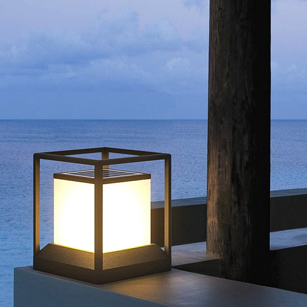 WINDSOR STONE OUTDOOR PILLAR LANTERN, WEATHERPROOF LED GARDEN LIGHT