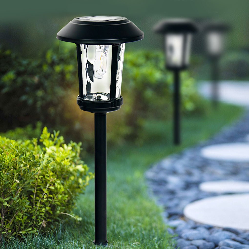 CHARLESTON GLOW SOLAR POST LANTERN WITH ARTISAN GLASS LENS