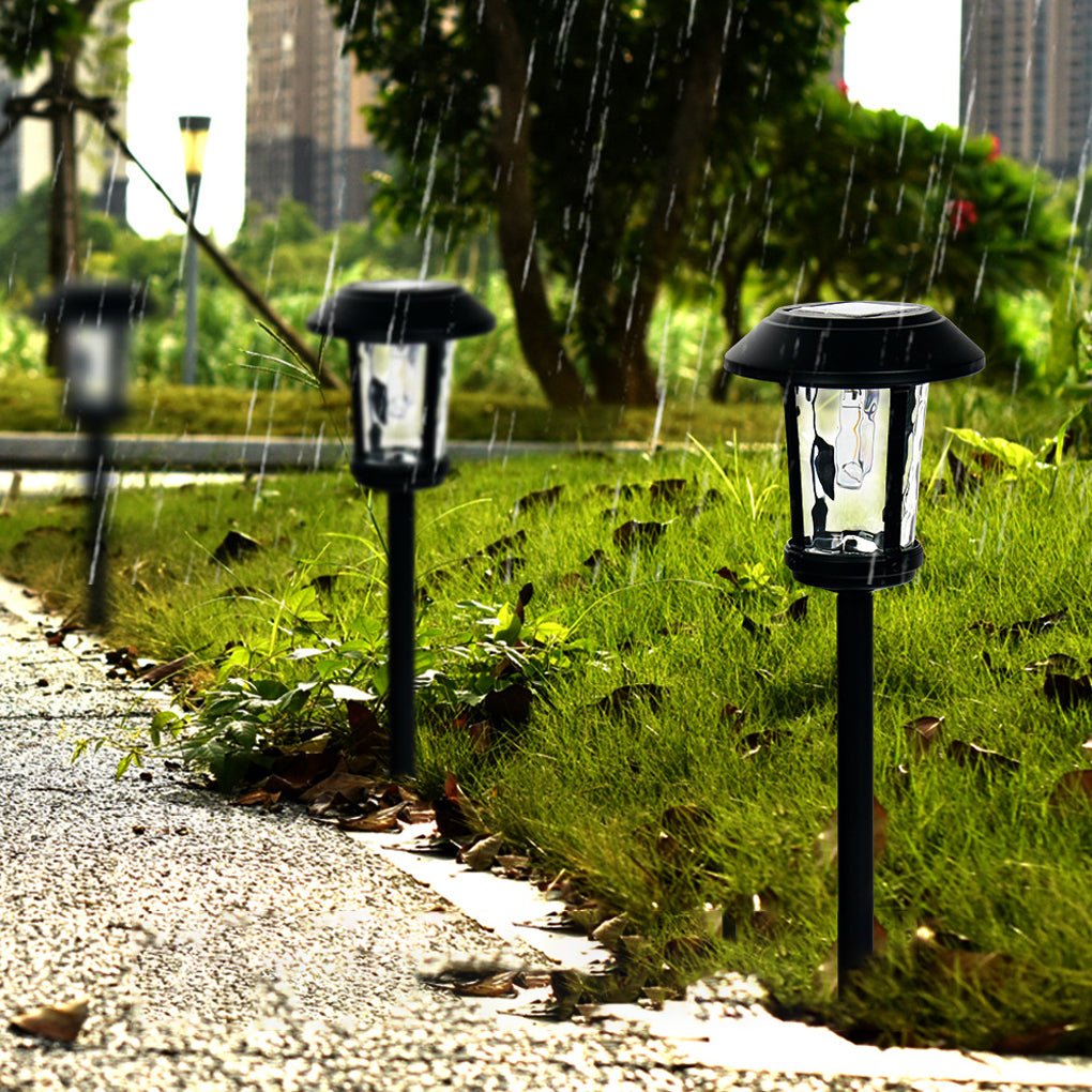 CHARLESTON GLOW SOLAR POST LANTERN WITH ARTISAN GLASS LENS