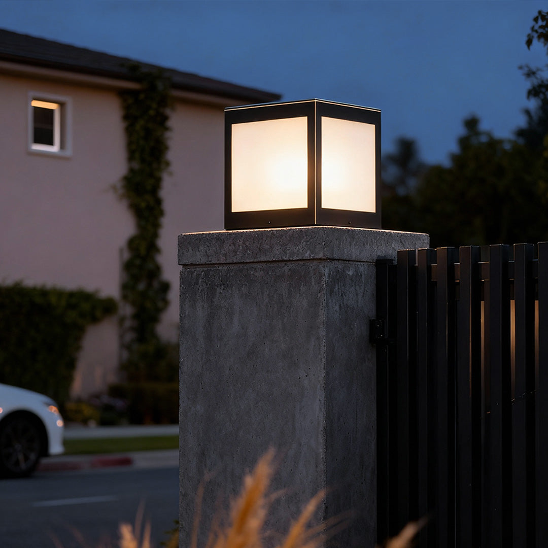 WINCHESTER COPPER-FINISHED GLASS SQUARE OUTDOOR COLUMN LIGHT