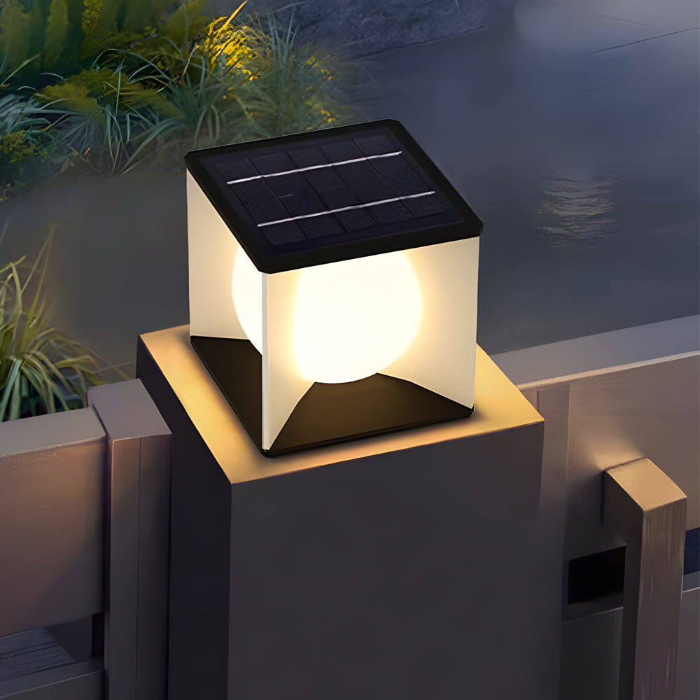 WINCHESTER SQUARE STAINLESS STEEL OUTDOOR PILLAR LIGHT WITH ACRYLIC LAMP SHADE