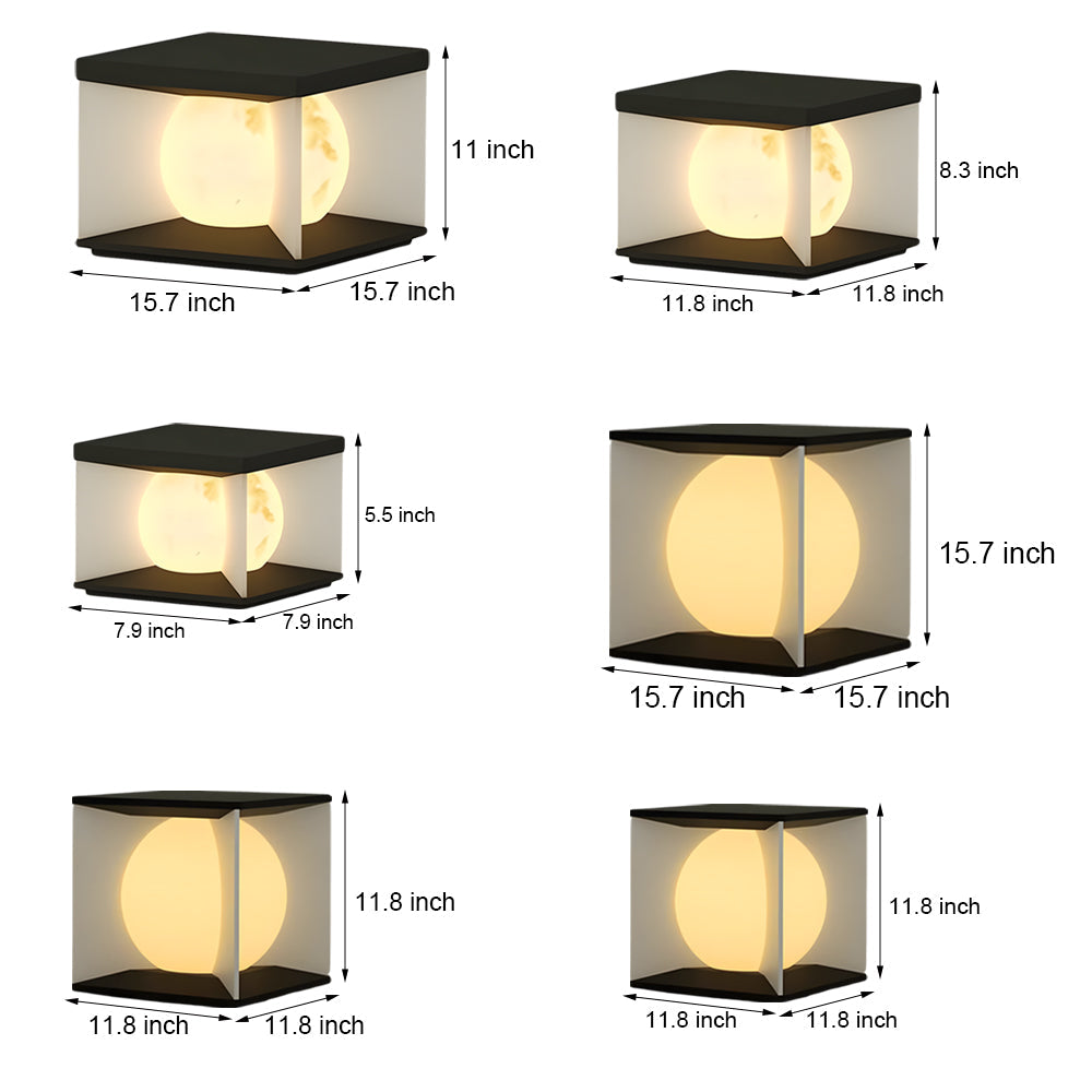 WINCHESTER SQUARE STAINLESS STEEL OUTDOOR PILLAR LIGHT WITH ACRYLIC LAMP SHADE