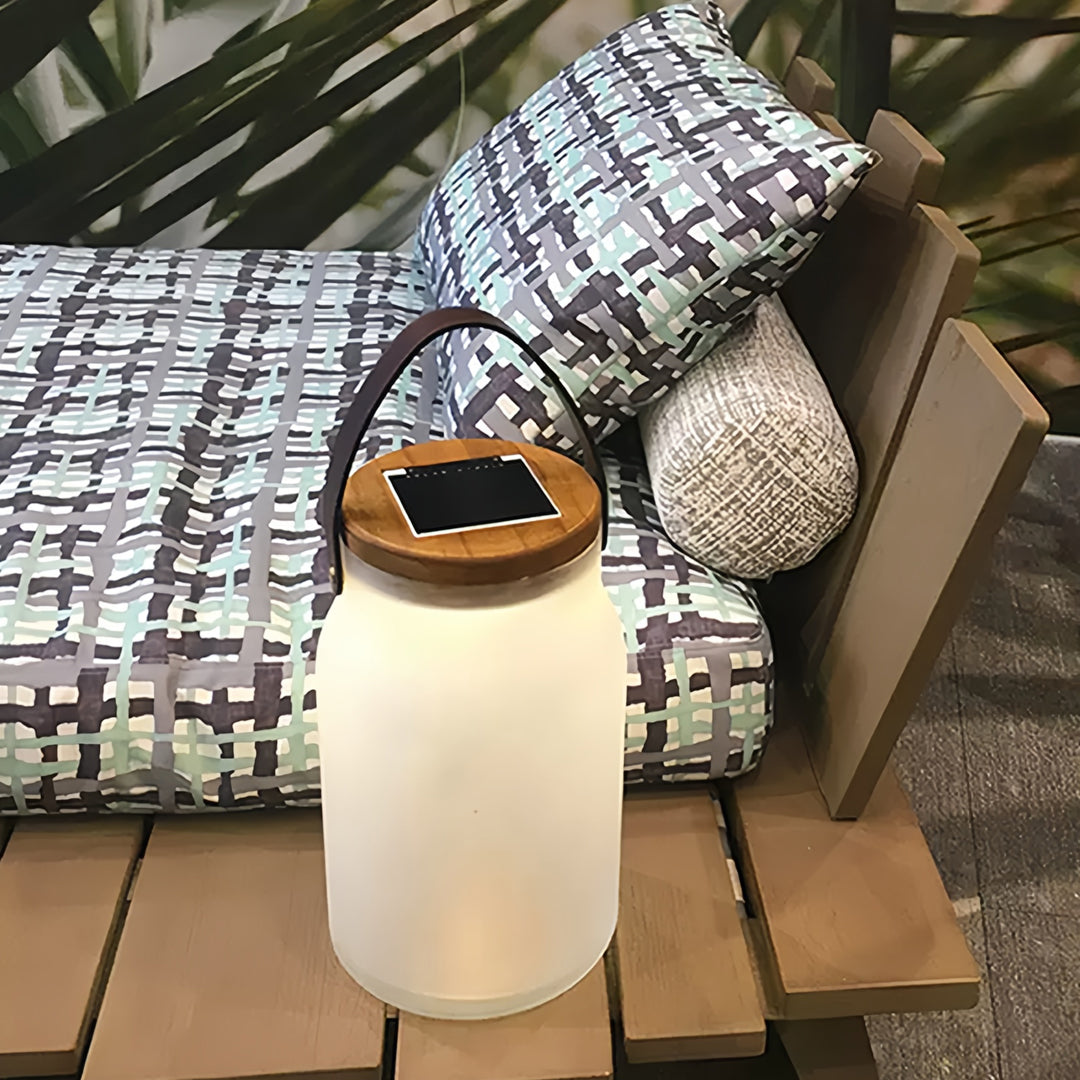 FENWICK SOLAR ILLUMINATION CAMP LIGHT WITH TEAK HANDLE