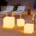 WINDSOR SOLAR-ILLUMINATED AQUA CUBE GARDEN LANTERN