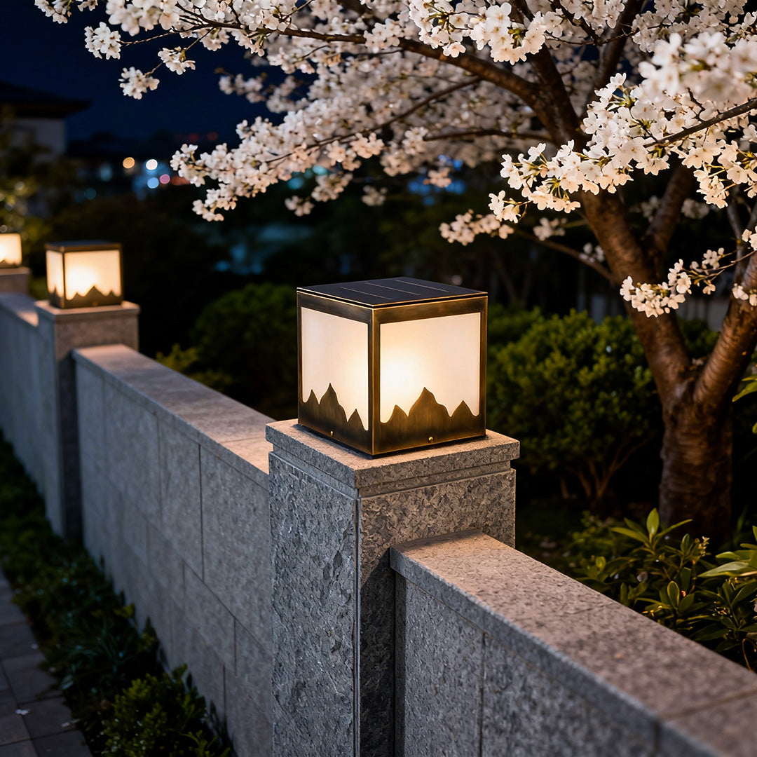 WINDSOR SOLAR SQUARE PILLAR ILLUMINATOR - WEATHERPROOF OUTDOOR LIGHT