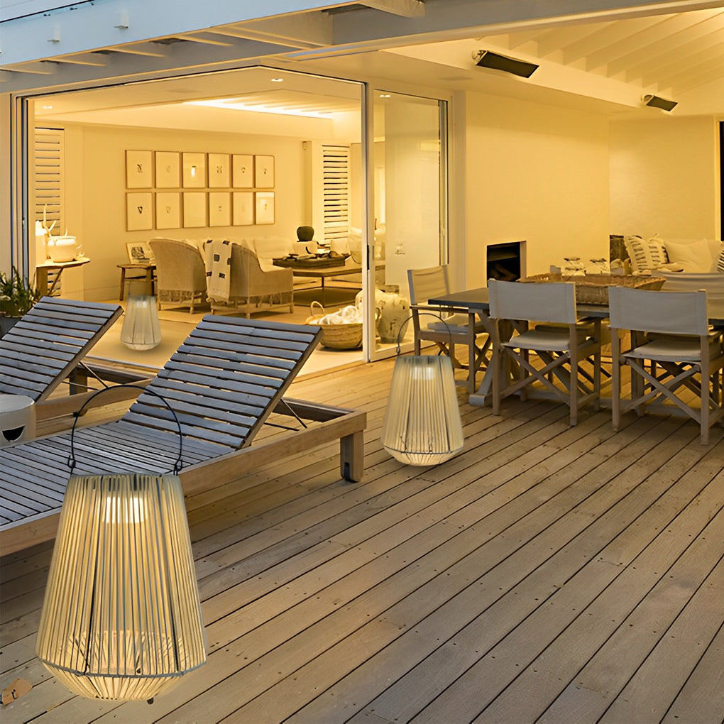 WINDSOR WOVEN SOLAR ROPE LANTERN