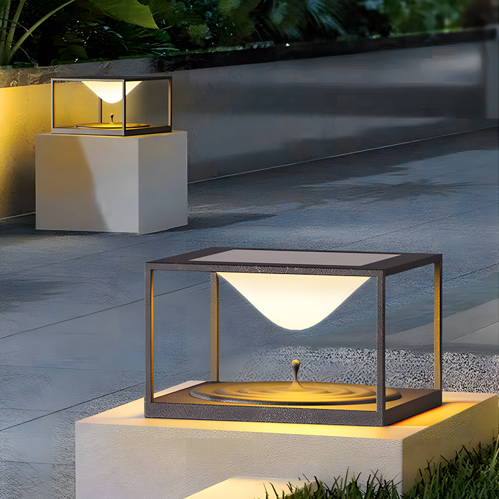 WINDSOR SQUARE POST LANTERN, OUTDOOR WATER-RESISTANT STAINLESS STEEL