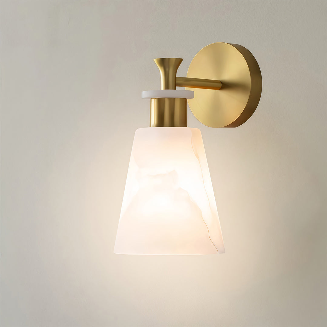 WINTERBOURNE BRASS AND MARBLE WALL LIGHT