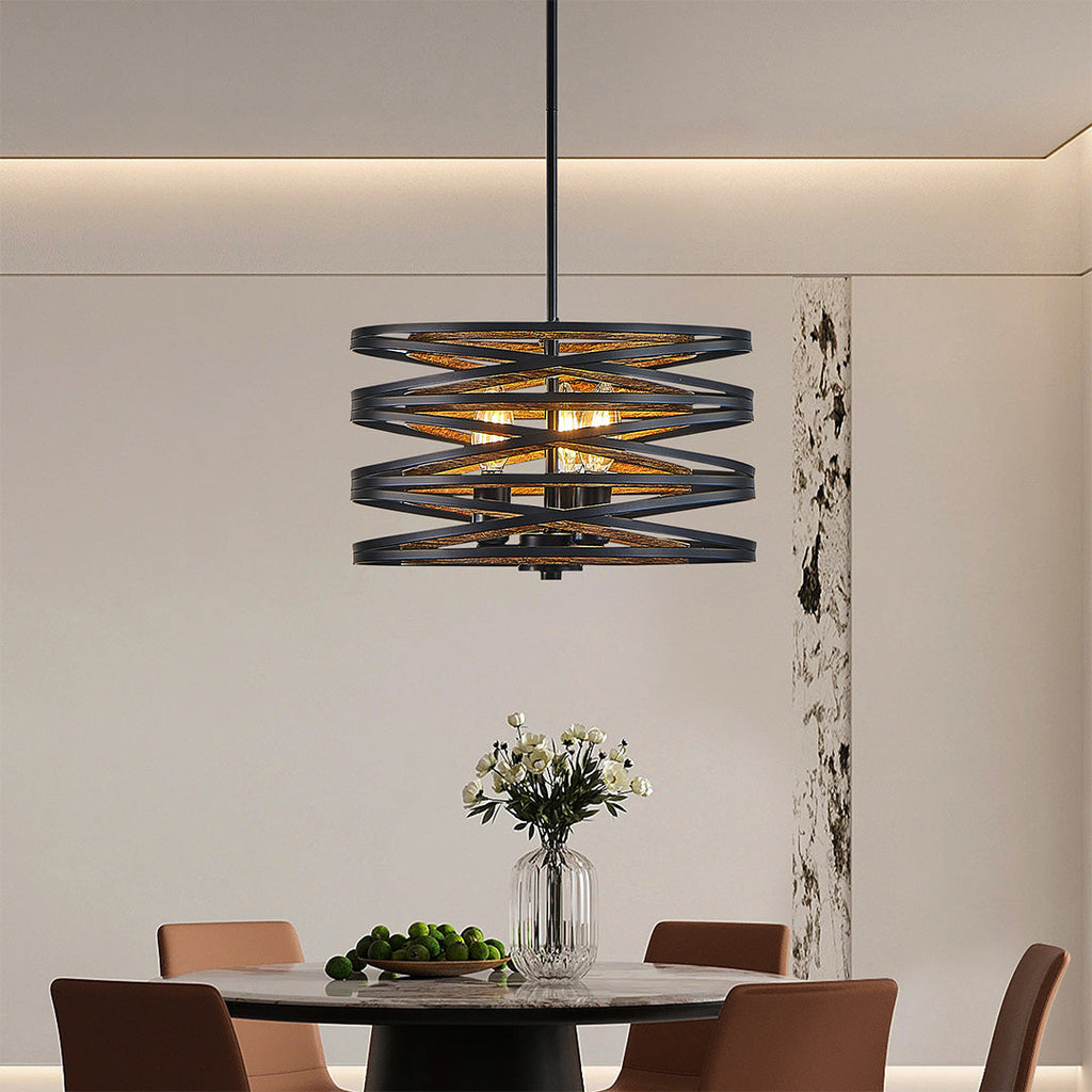 RAVENHURST IRON CAGE CYLINDRICAL PENDANT LIGHT