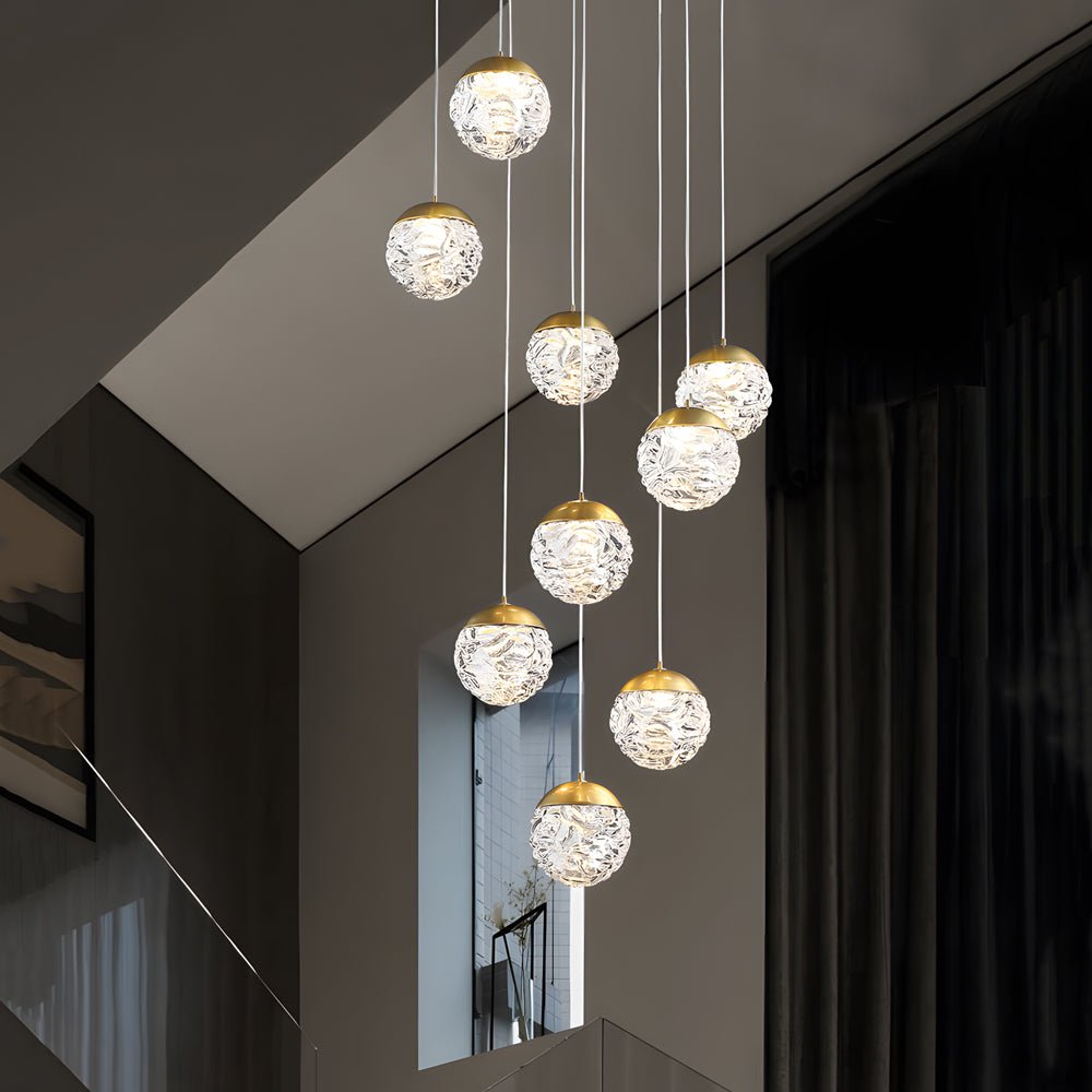 WINDSOR PINEAPPLE ORBITAL LED STAIRCASE SUSPENSION LIGHTING