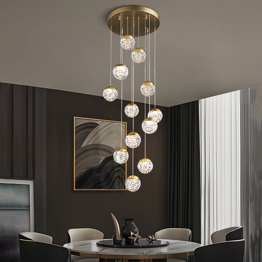 WINDSOR PINEAPPLE ORBITAL LED STAIRCASE SUSPENSION LIGHTING