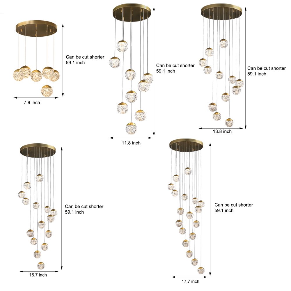 WINDSOR PINEAPPLE ORBITAL LED STAIRCASE SUSPENSION LIGHTING