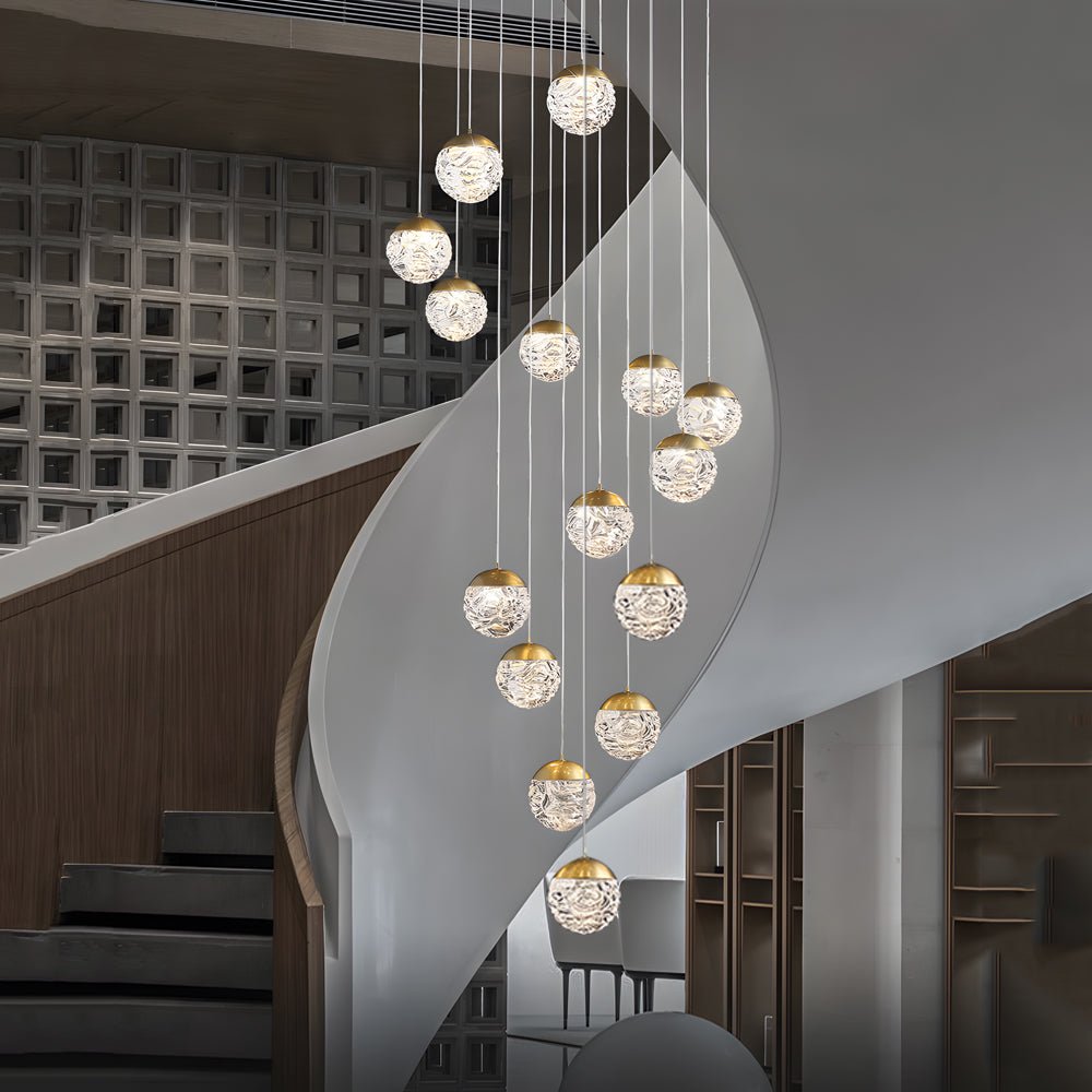 WINDSOR PINEAPPLE ORBITAL LED STAIRCASE SUSPENSION LIGHTING