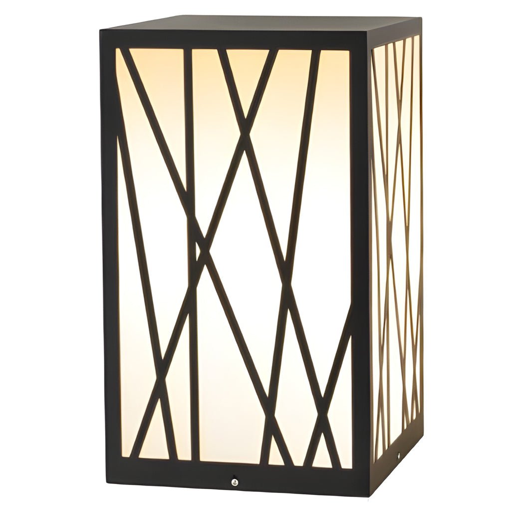 BRAMBLETON 20W SQUARE SOLAR BOLLARD WITH GEOMETRIC LAMPSHADE