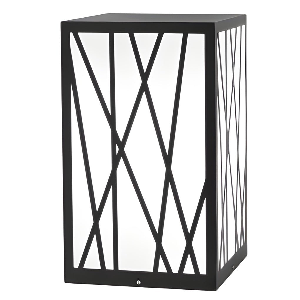 BRAMBLETON 20W SQUARE SOLAR BOLLARD WITH GEOMETRIC LAMPSHADE