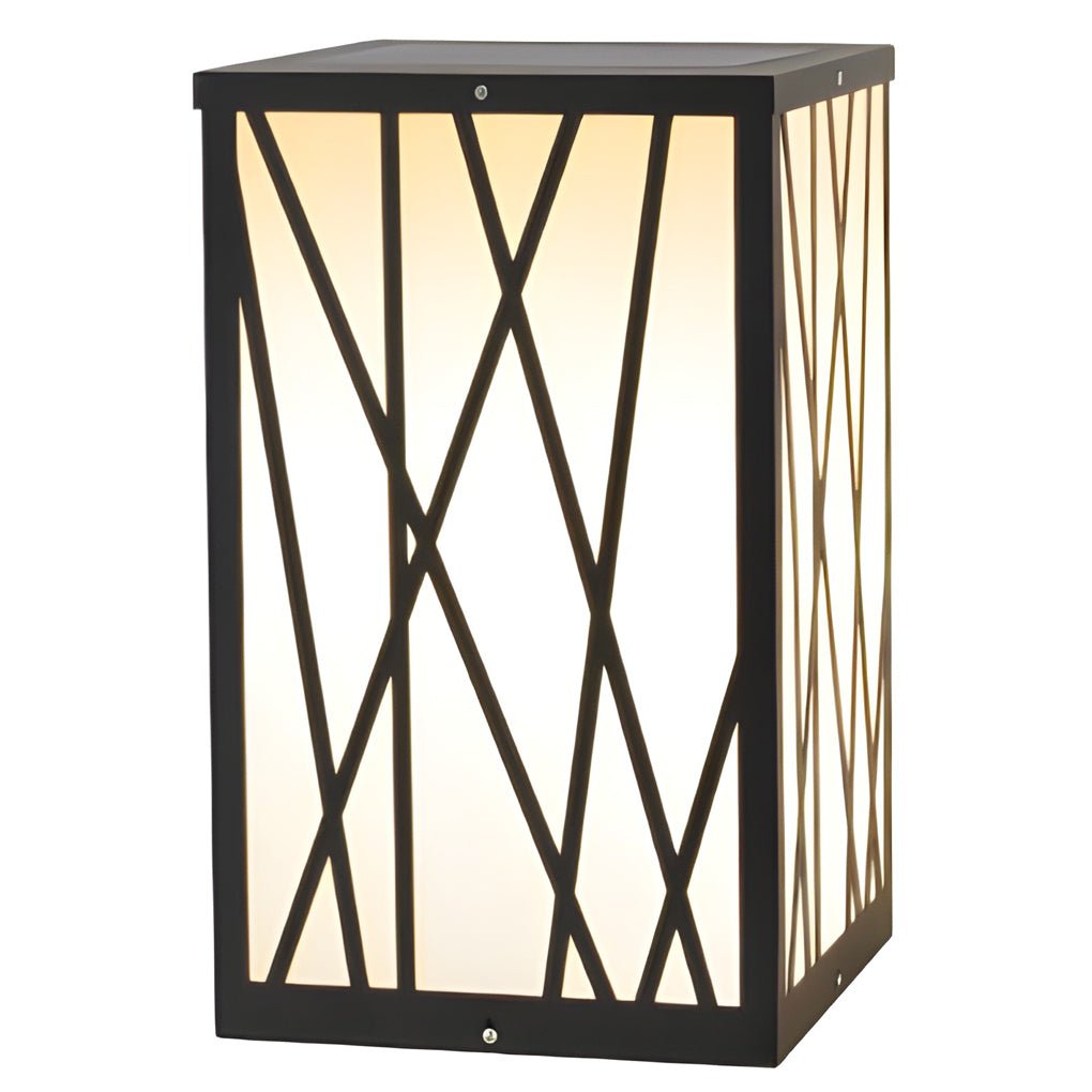 BRAMBLETON 20W SQUARE SOLAR BOLLARD WITH GEOMETRIC LAMPSHADE