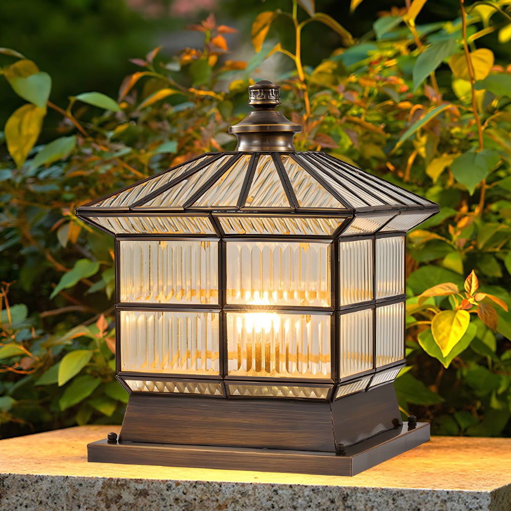 WINTERBOURNE SOLAR-POWERED BRONZE PILLAR LIGHT WITH TRIPLE BRIGHTNESS SETTINGS