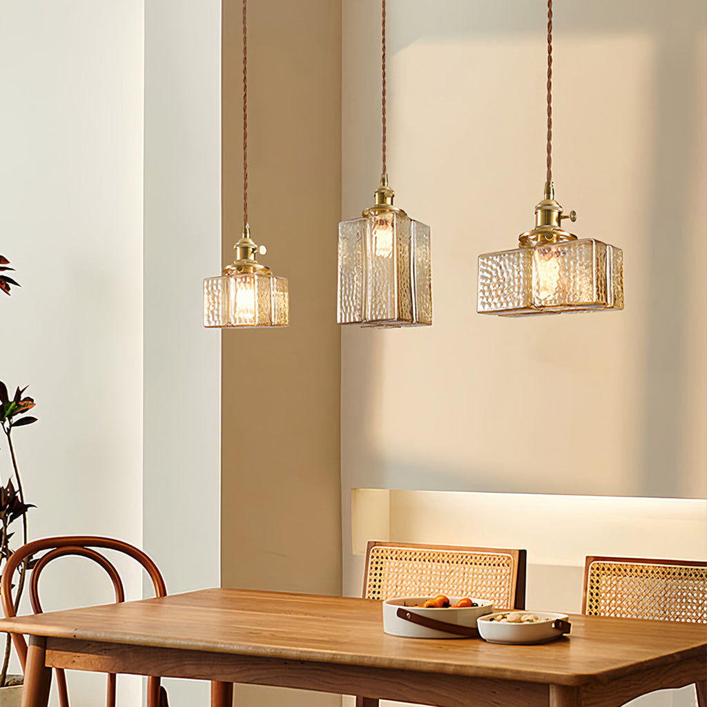 WINDSOR SQUARE GLASS HANGING LANTERN IN ANTIQUE BRASS