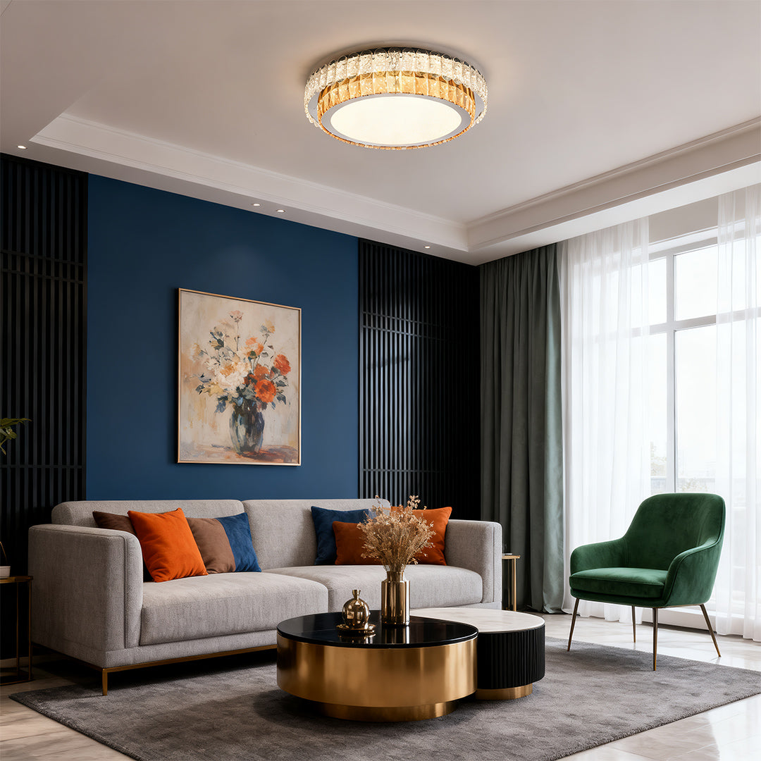 CHARLETON CRYSTAL EMBRACE FLUSH CEILING LANTERN