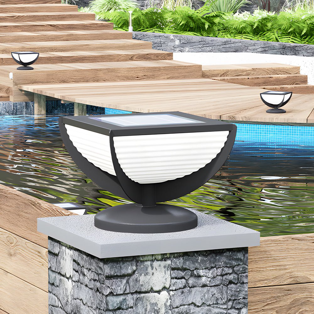 WINDSOR SQUARE METAL SOLAR GARDEN POST LIGHT, WEATHERPROOF FENCE COLUMN LAMP