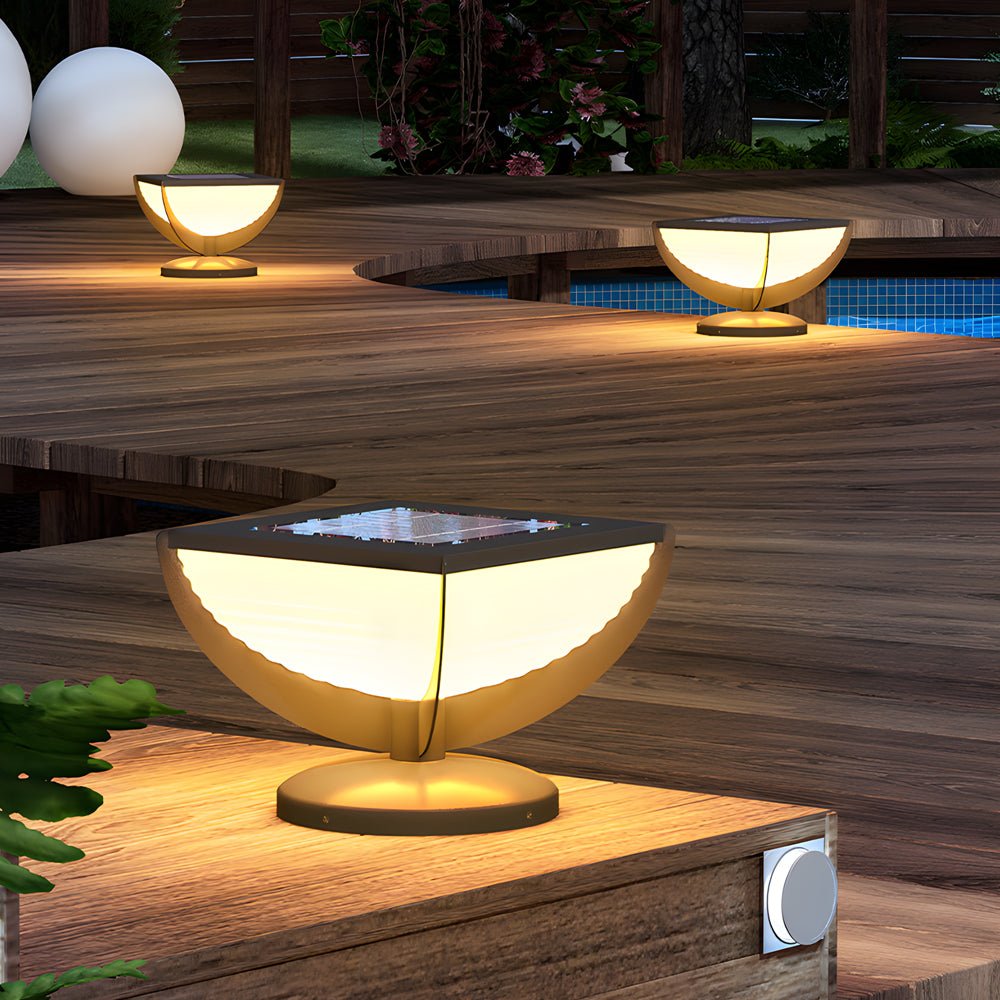 WINDSOR SQUARE METAL SOLAR GARDEN POST LIGHT, WEATHERPROOF FENCE COLUMN LAMP