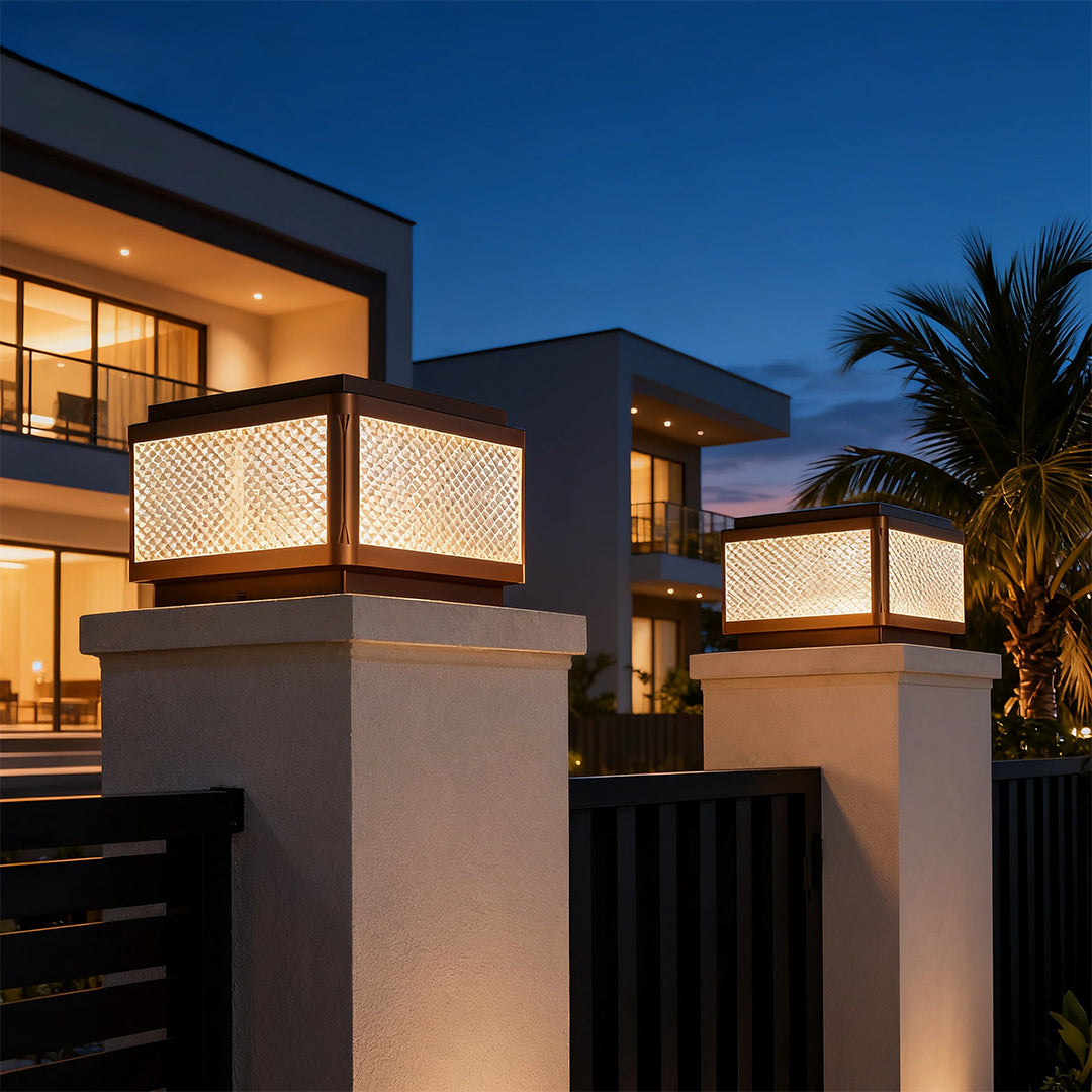 WINCHESTER SQUARE OUTDOOR PILLAR LANTERN - WATER-RESISTANT ILLUMINATION