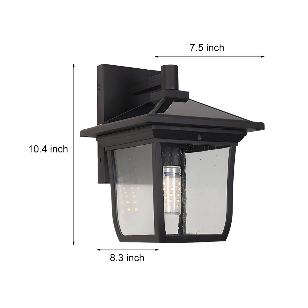 WINTERBOURNE SQUARE SOLAR WALL LANTERN WITH WATERPROOF ALUMINUM AND GLASS