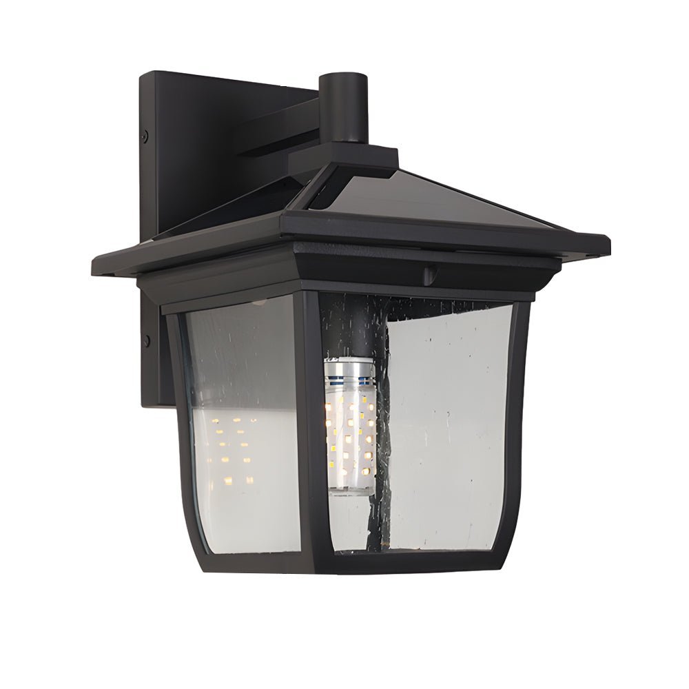WINTERBOURNE SQUARE SOLAR WALL LANTERN WITH WATERPROOF ALUMINUM AND GLASS