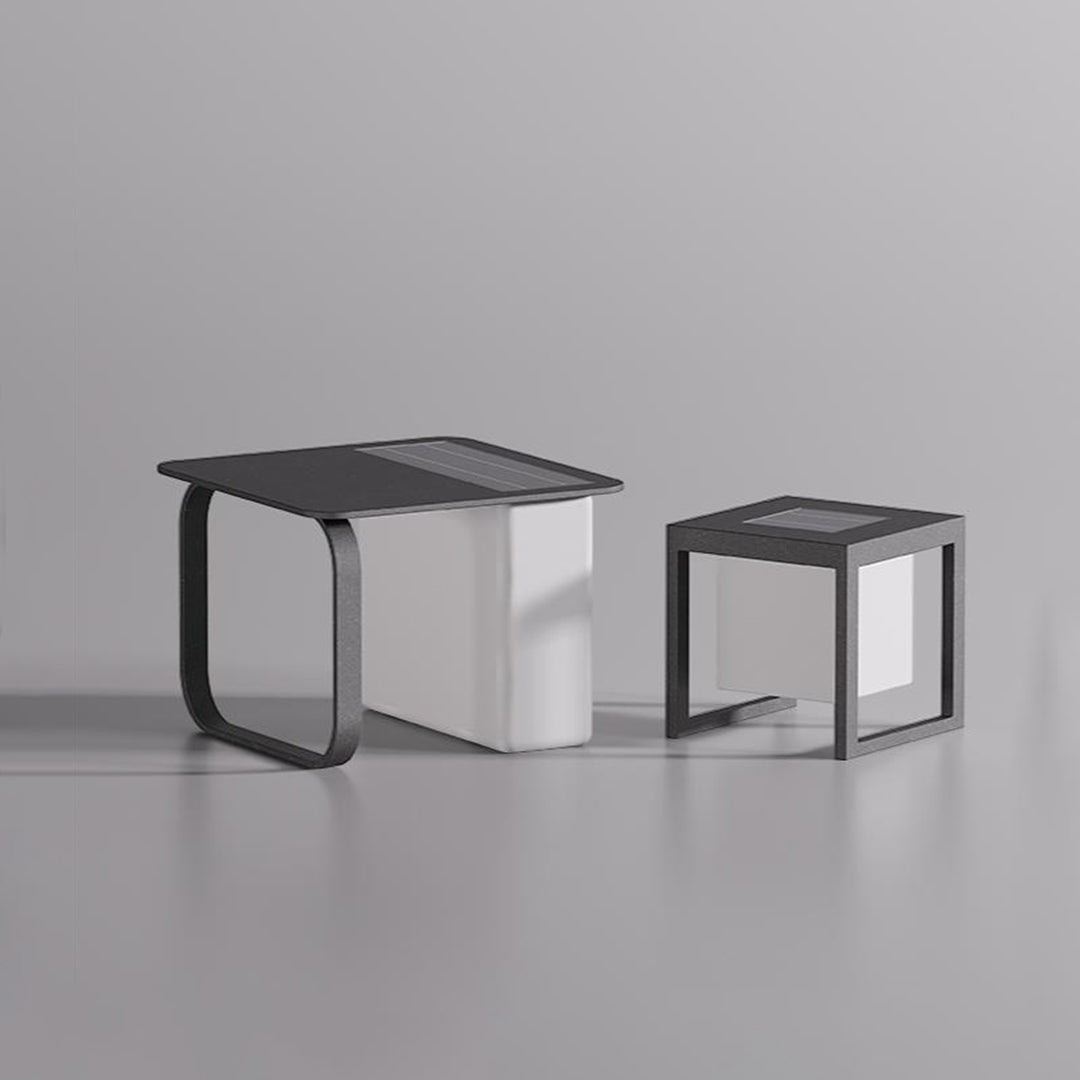 1. "HARTWELL SOLAR TABLE LAMP WITH INTEGRATED SIDE TABLE"  
   - Features a solar-powered lamp with a sleek side table, perfect for outdoor lounging.

2. "WINTHORPE SOLAR-CHARGED LAMP AND ACCENT TABLE"  
   - Combines a solar-powered light source with a s