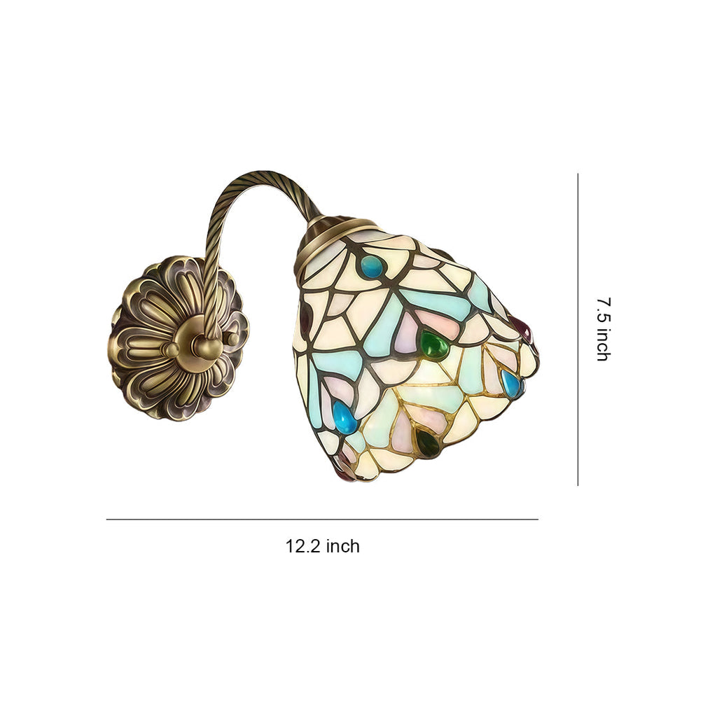 WINTERBORNE RUSTIC STAINED GLASS WALL LANTERN